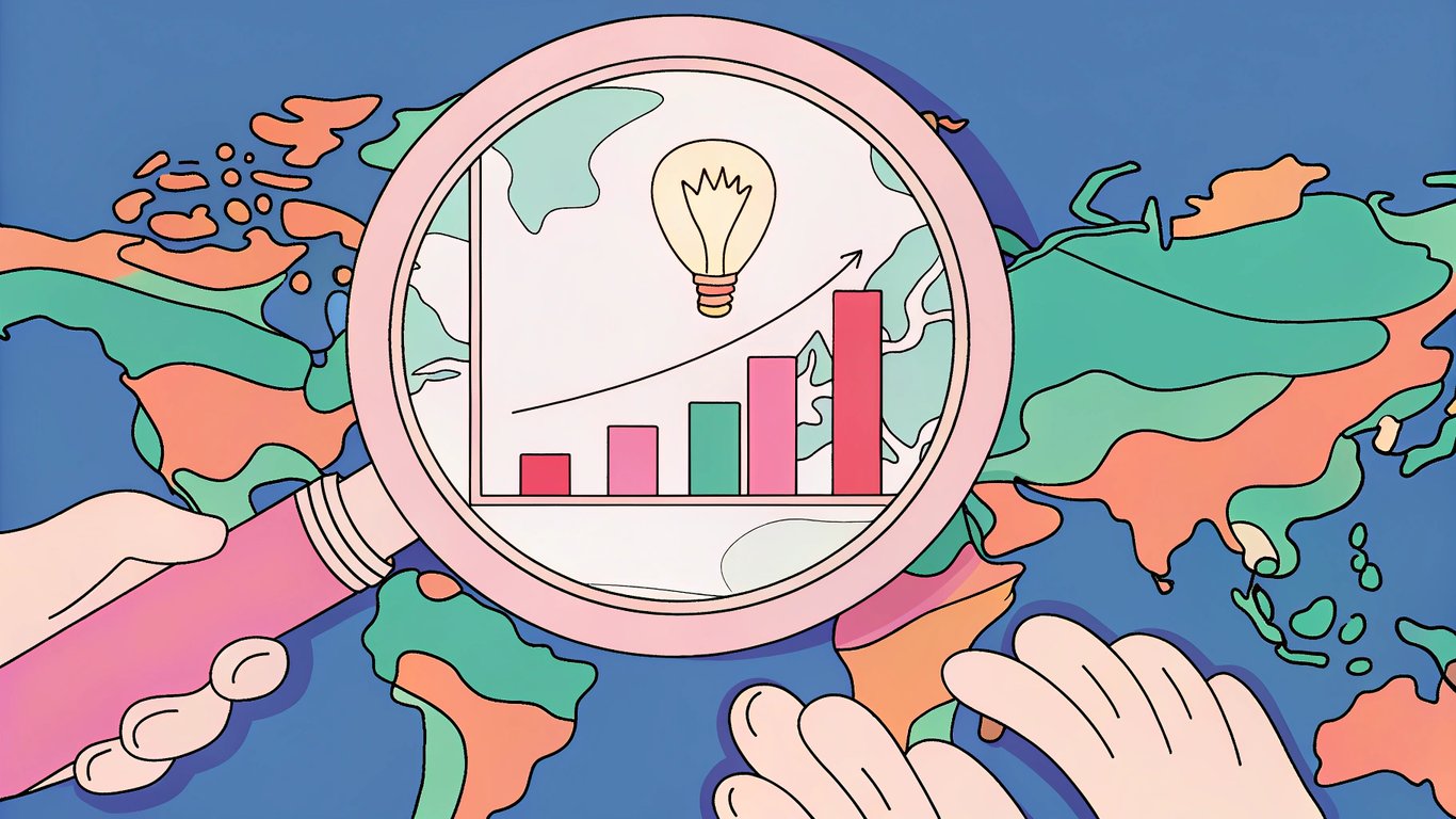 A magnifying glass over a WordPress dashboard, footprints leading to a bar chart, and a glowing lightbulb hovering above a world map.