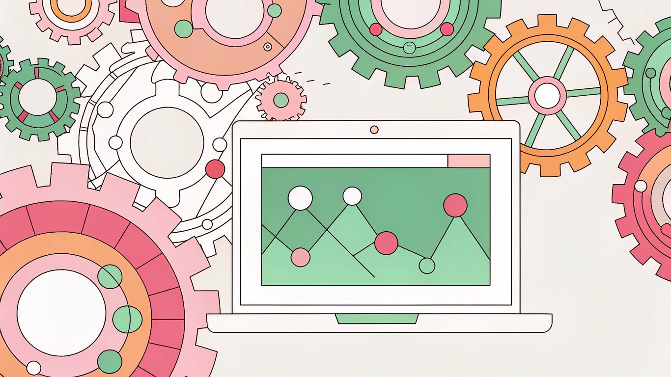 interconnected gears, a sleek digital interface, a compressed image transforming into a high-quality WebP, and a glowing network representing AI integration.
