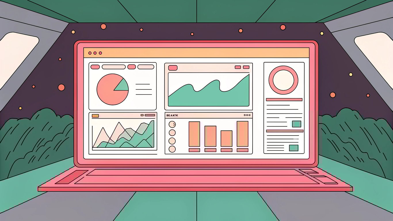 A sleek, modern digital marketing dashboard with glowing blue metrics and graphs, symbolizing effective content strategies, set against a futuristic background with soft, ambient light.