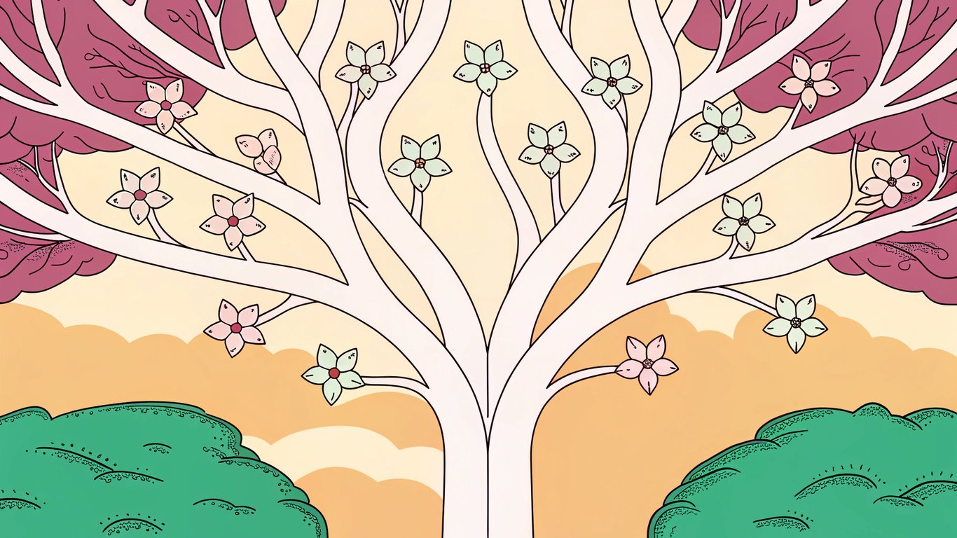Branching tree representing keyword clusters