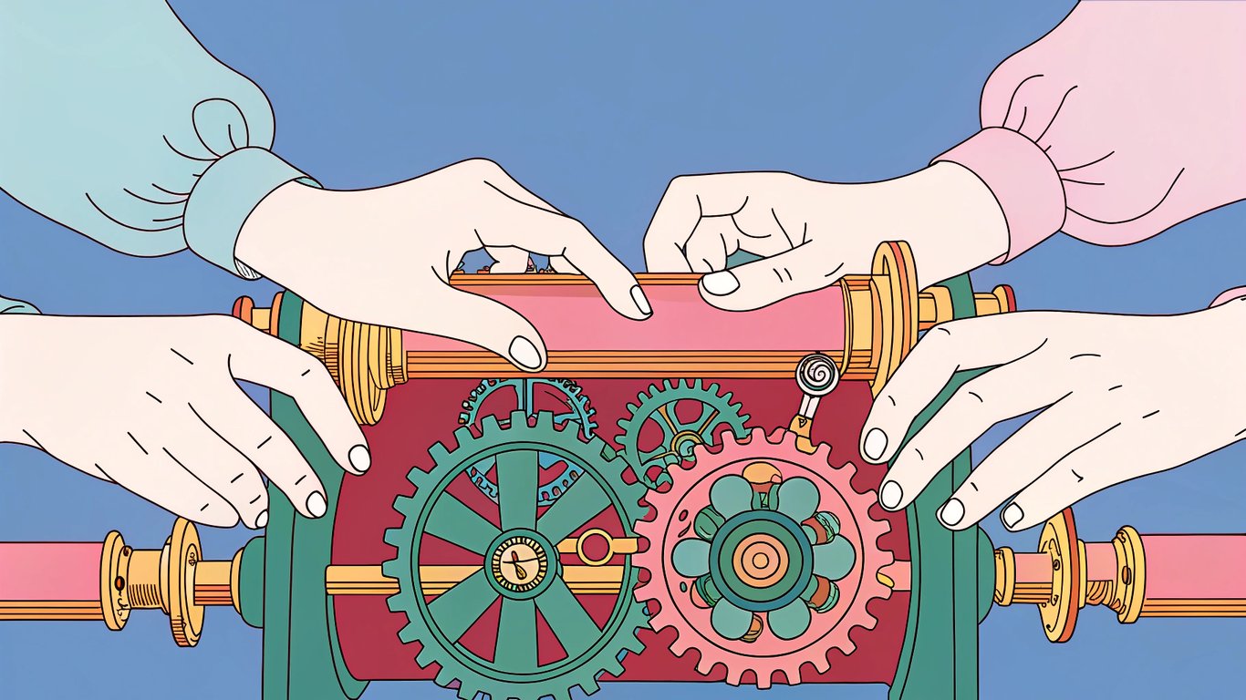 Illustration of AI and human collaboration in content creation.