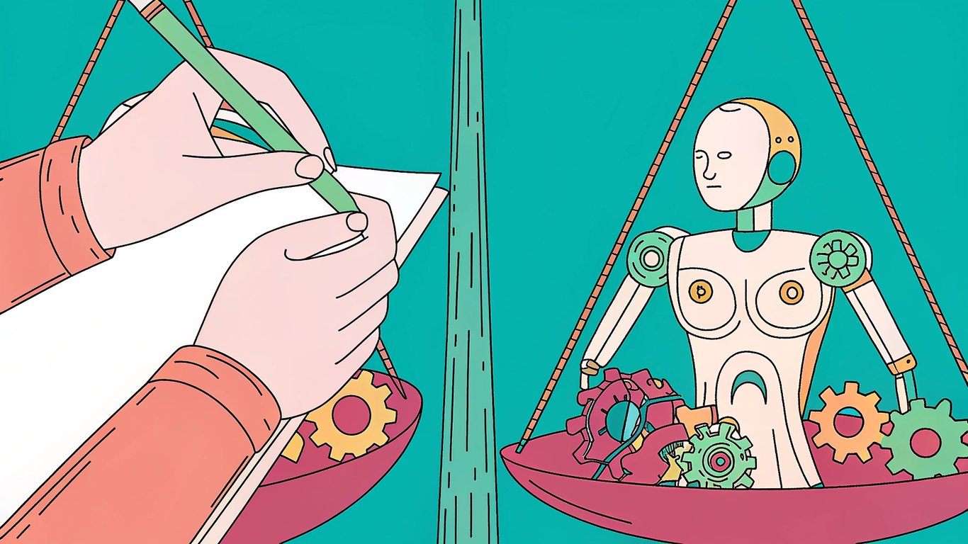 Scale balancing human creativity and AI assistance