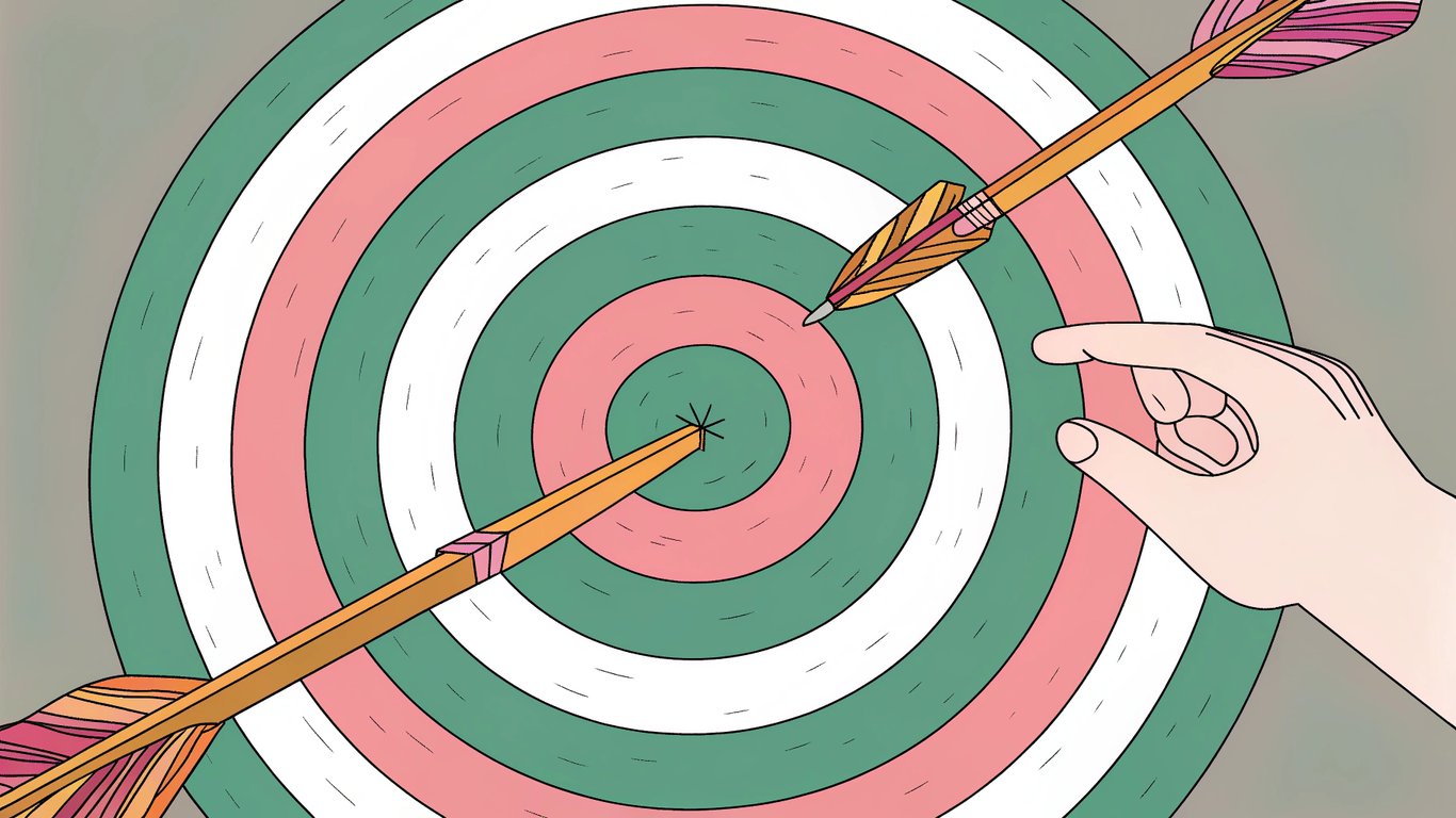Bullseye target with arrows hitting the center, representing SEO success.