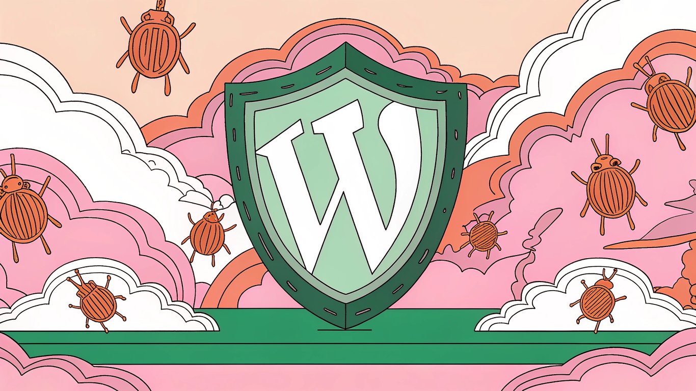 WordPress logo protected by a shield from cyber threats.