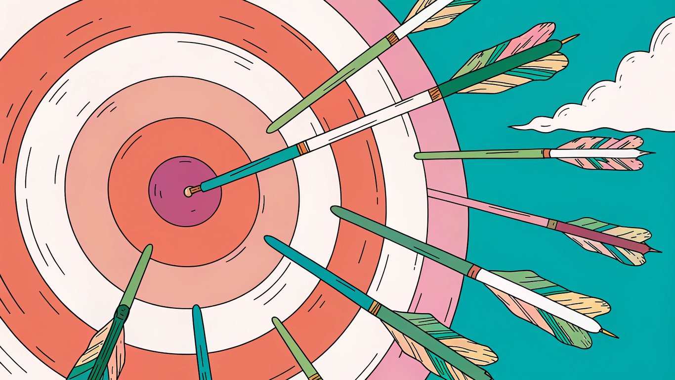 Illustration of arrows hitting a target
