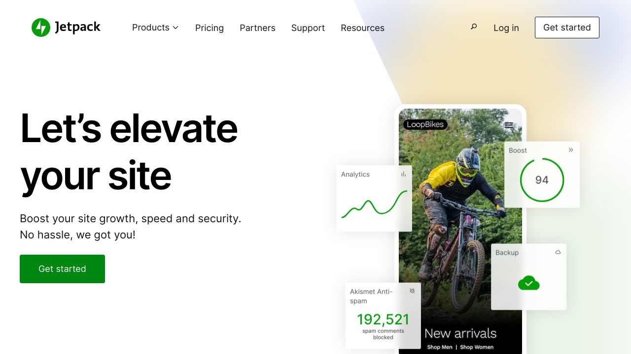 Screenshot of the Jetpack website