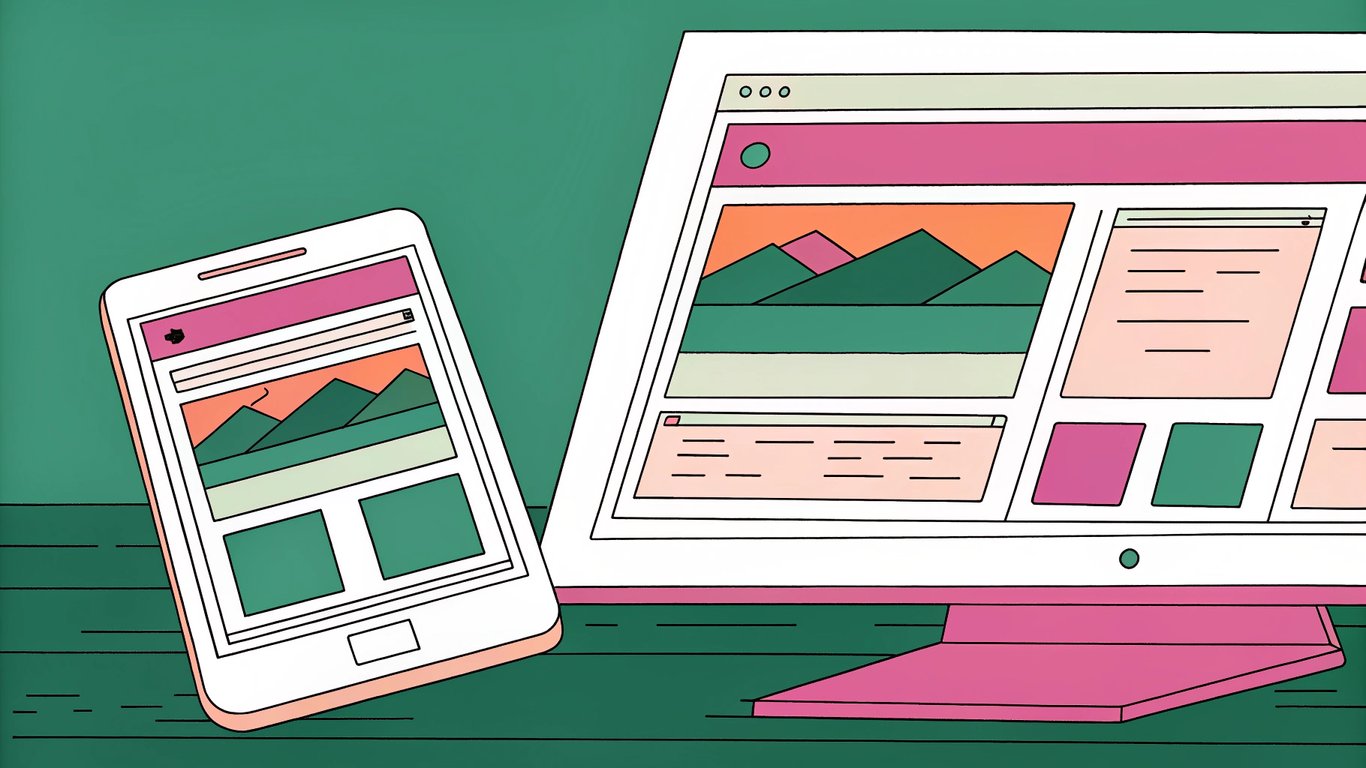 Mobile phone and desktop computer displaying a website