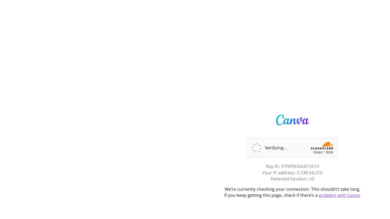 Screenshot of the Canva homepage