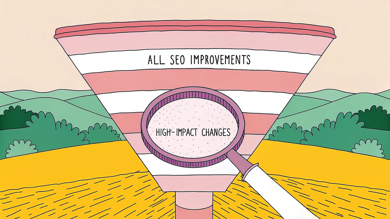 Prioritization funnel showing high-impact SEO changes
