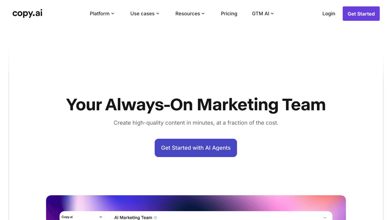 Copy.ai copywriting tool interface
