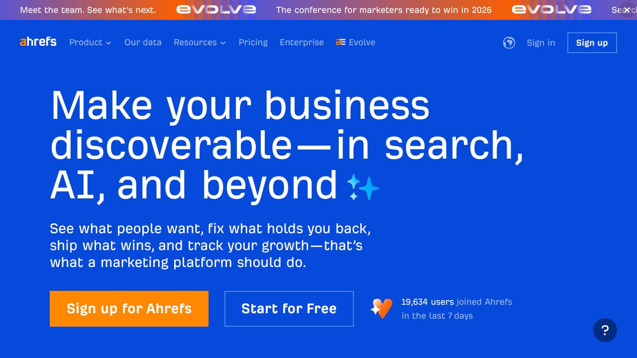 Ahrefs homepage