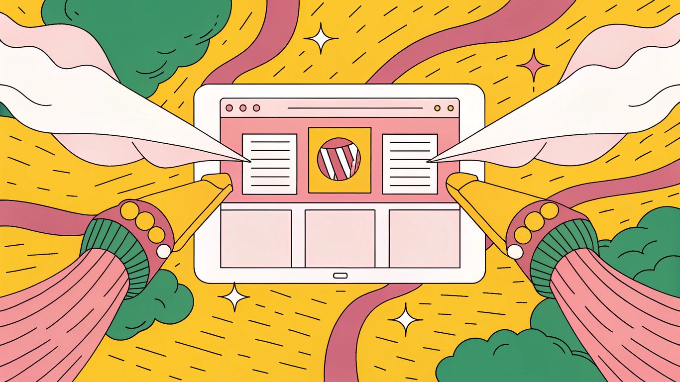 A futuristic interface with glowing AI-generated content on a screen, the WordPress logo subtly integrated, dynamic elements showing the publishing workflow, and a vibrant, tech-inspired background.