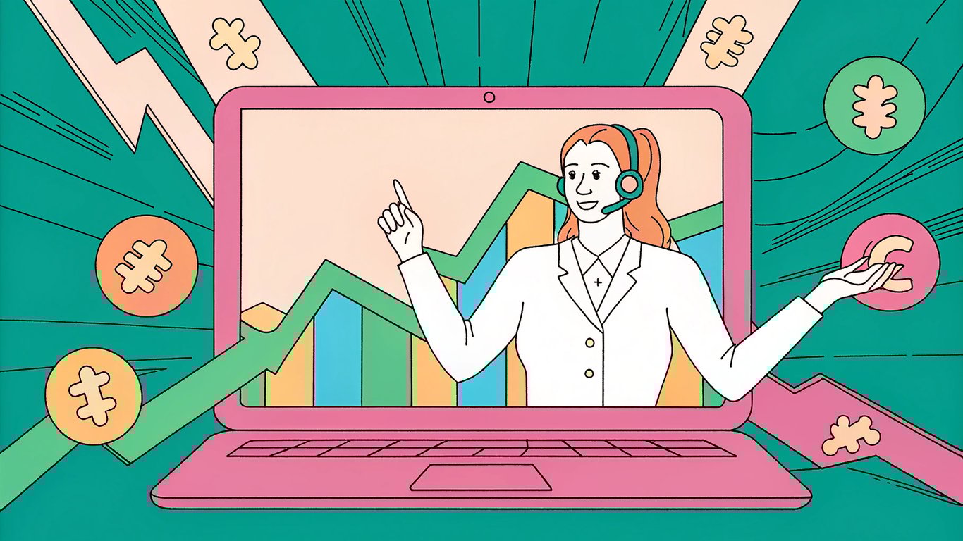 A stylized illustration of a WordPress dashboard on a laptop screen, with a professional consultant in a headset pointing to an upward trending SEO graph. Surround the scene with glowing search engine icons, subtle WordPress logo, and dynamic lines to convey growth and expertise.