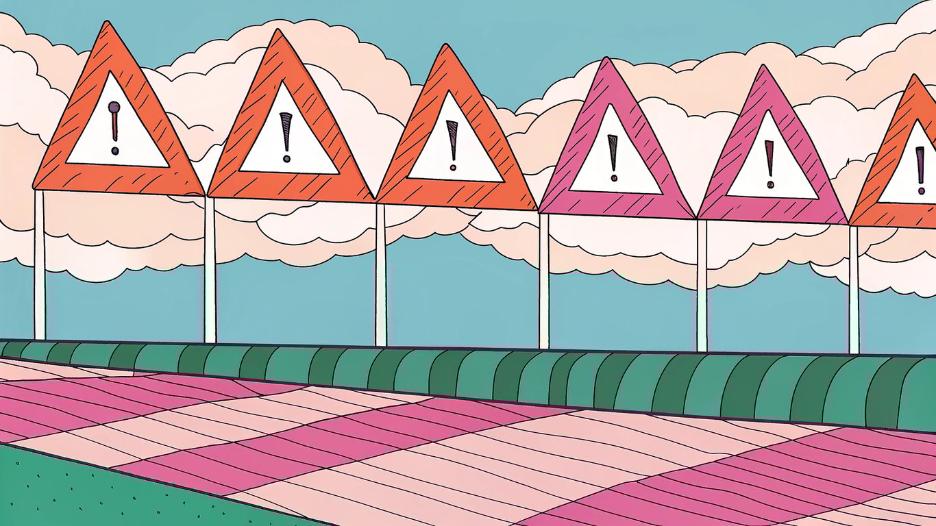 Red warning flags symbolizing red flags and warning signs to avoid when hiring an SEO consultant.