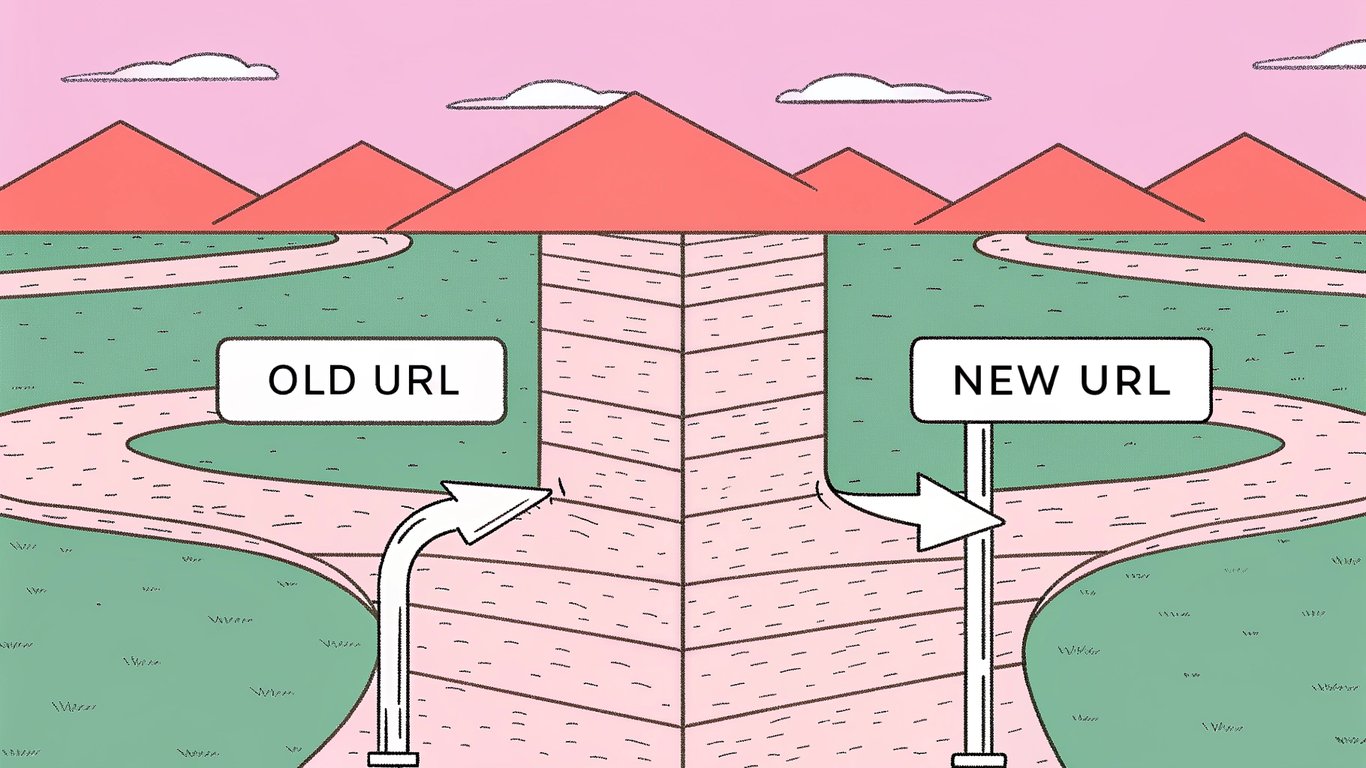 A winding, confusing digital road transforming into a straight, clear road, symbolizing optimized permalink structure.