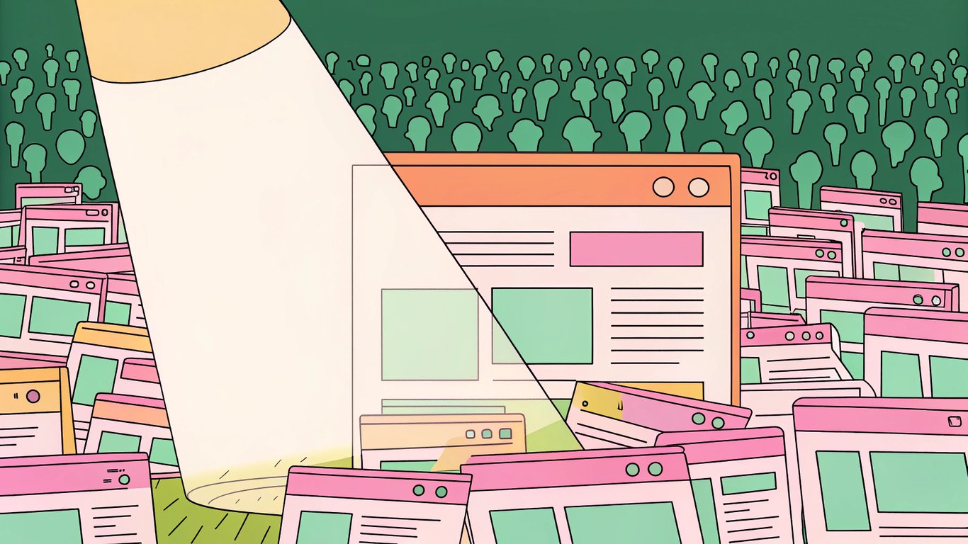 A single WordPress website highlighted by a spotlight, surrounded by many other unoptimized websites.