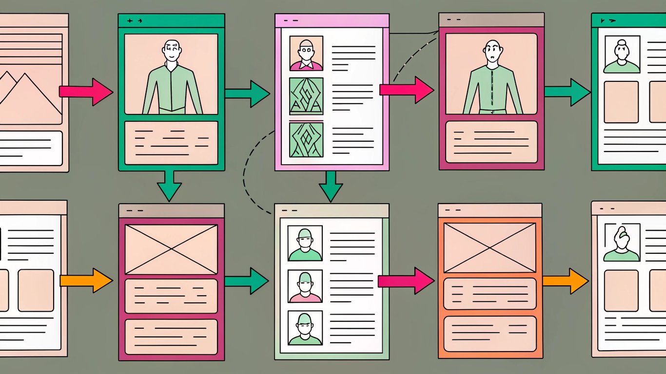 Diagram illustrating a multi-stage human-AI content workflow.