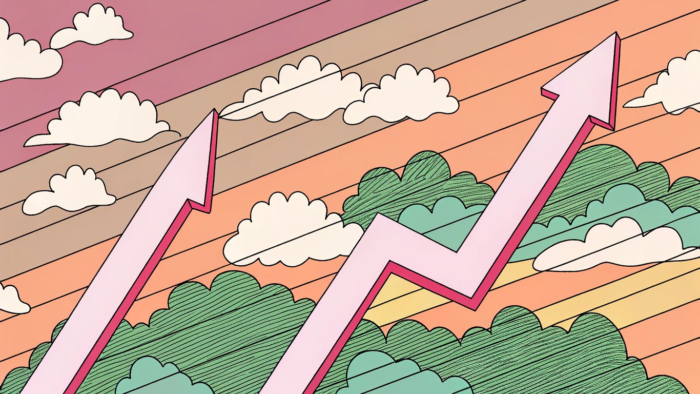 Illustration of a continuous upward trending graph, symbolizing ongoing SEO efforts and sustained growth over time.
