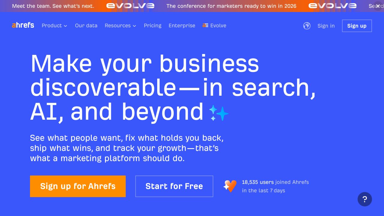 Screenshot of the Ahrefs SEO tool interface, showing various SEO metrics and reports.