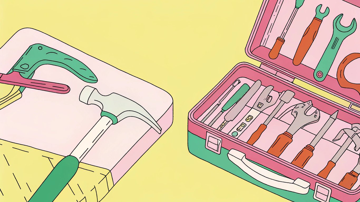 A comparison between a basic toolkit and an advanced toolkit, symbolizing free versus premium plugin features.