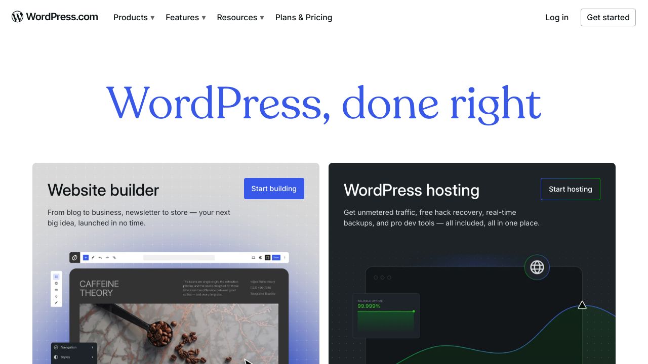 Screenshot of https://wordpress.com