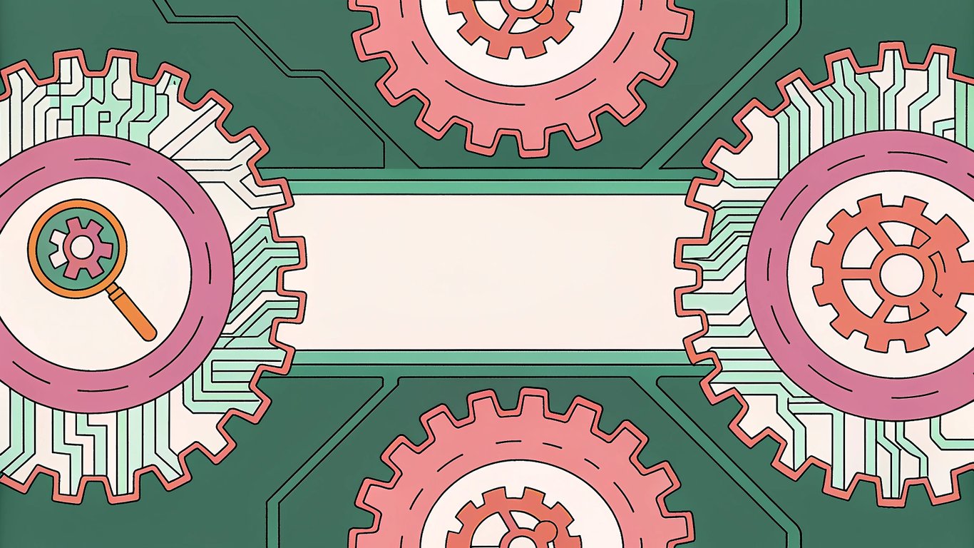 Illustration of a website's technical backend influencing search engine visibility and performance.