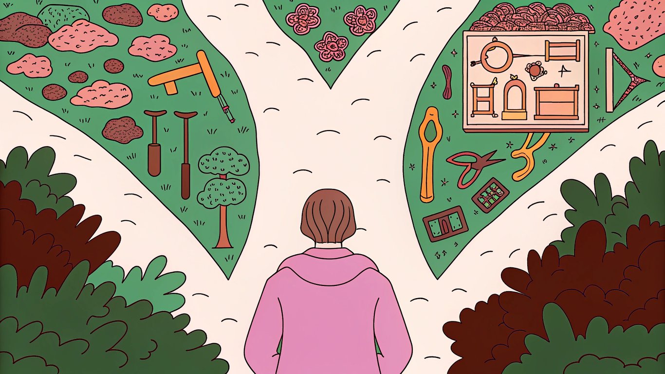 Illustration of a user choosing between a closed, easy platform and an open, complex platform.