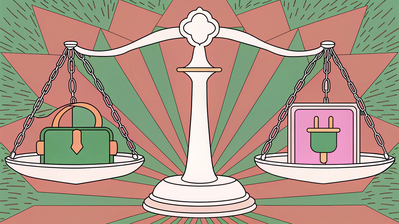 A balanced scale with a lightweight plugin on one side and a fast website on the other, illustrating the importance of performance.