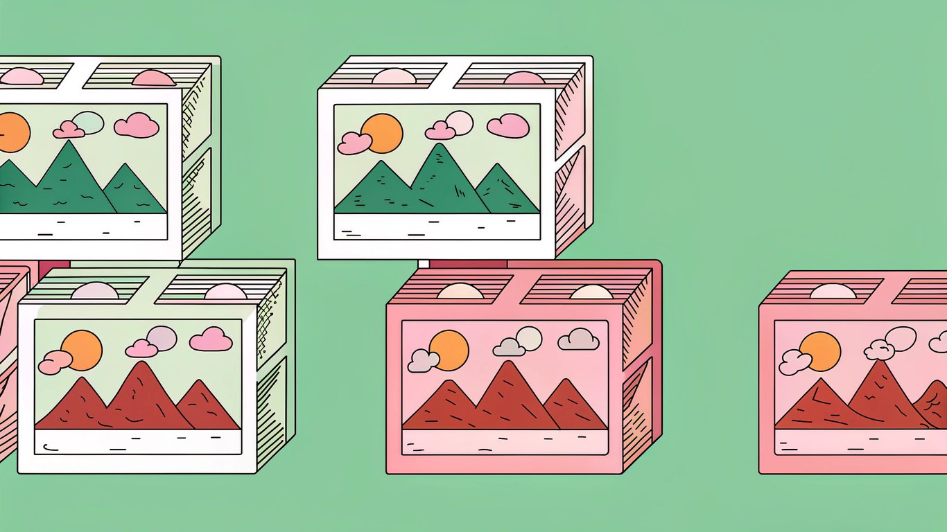 Illustration comparing the file sizes and quality of JPEG, WebP, and AVIF image formats.