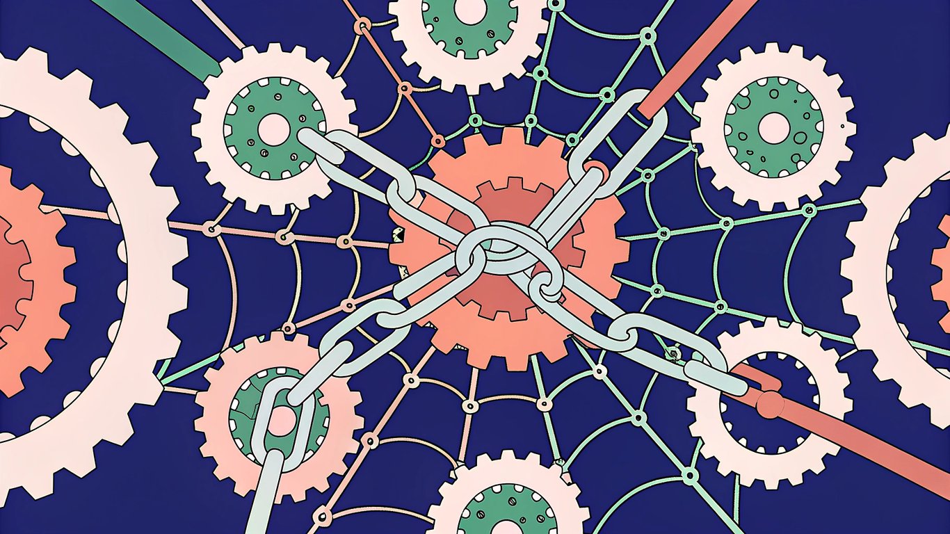 Illustration of various interconnected factors causing content to decay, such as outdated information, algorithm changes, and competition.