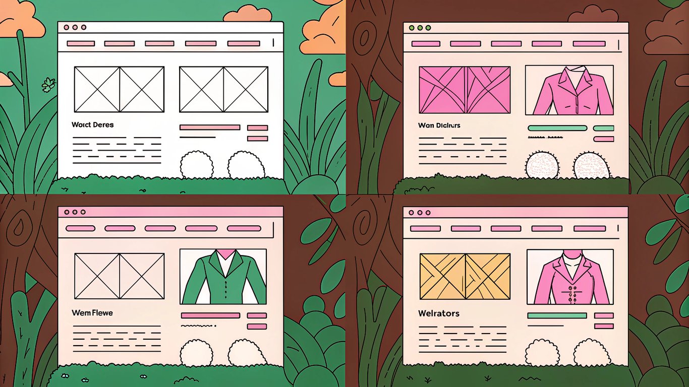 Metaphorical illustration of a website wireframe changing its appearance with different themes.