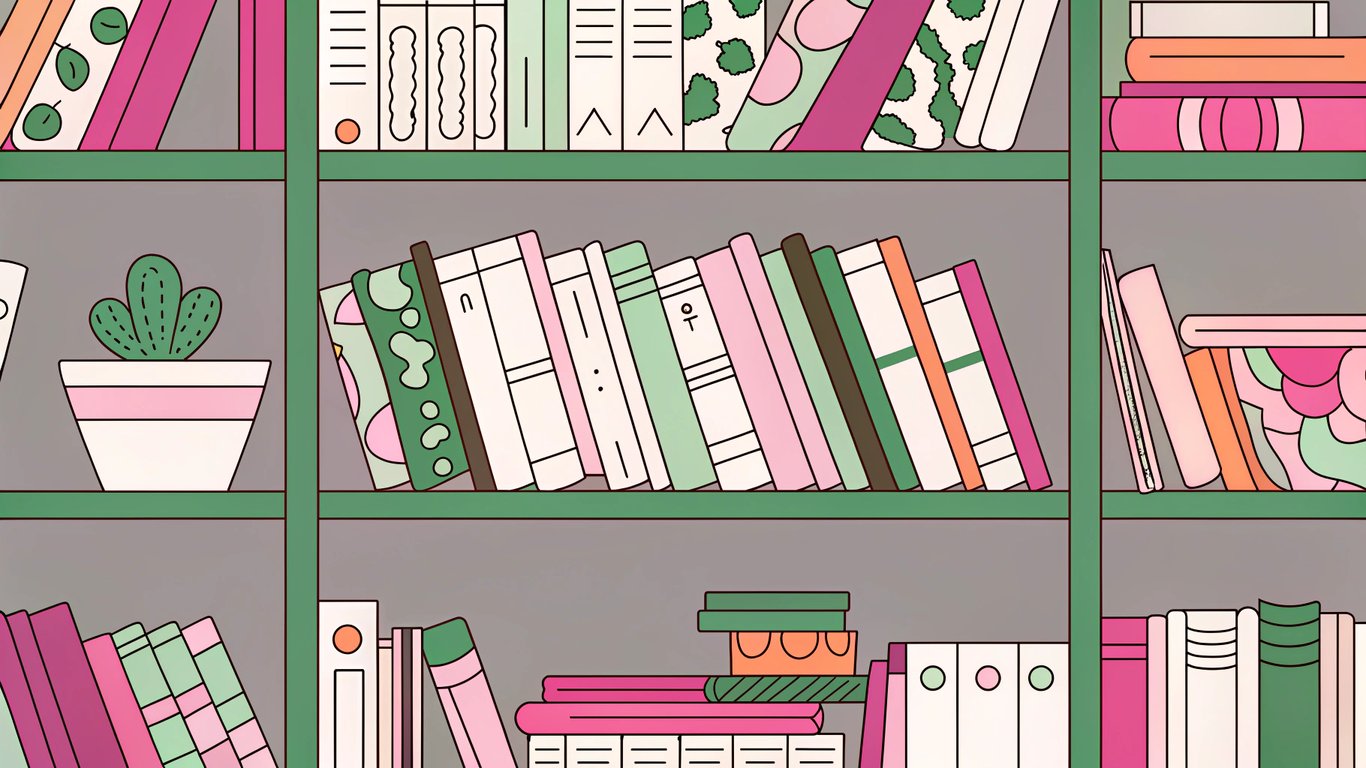 A stylized library shelf filled with diverse font characters, symbolizing a digital font library.