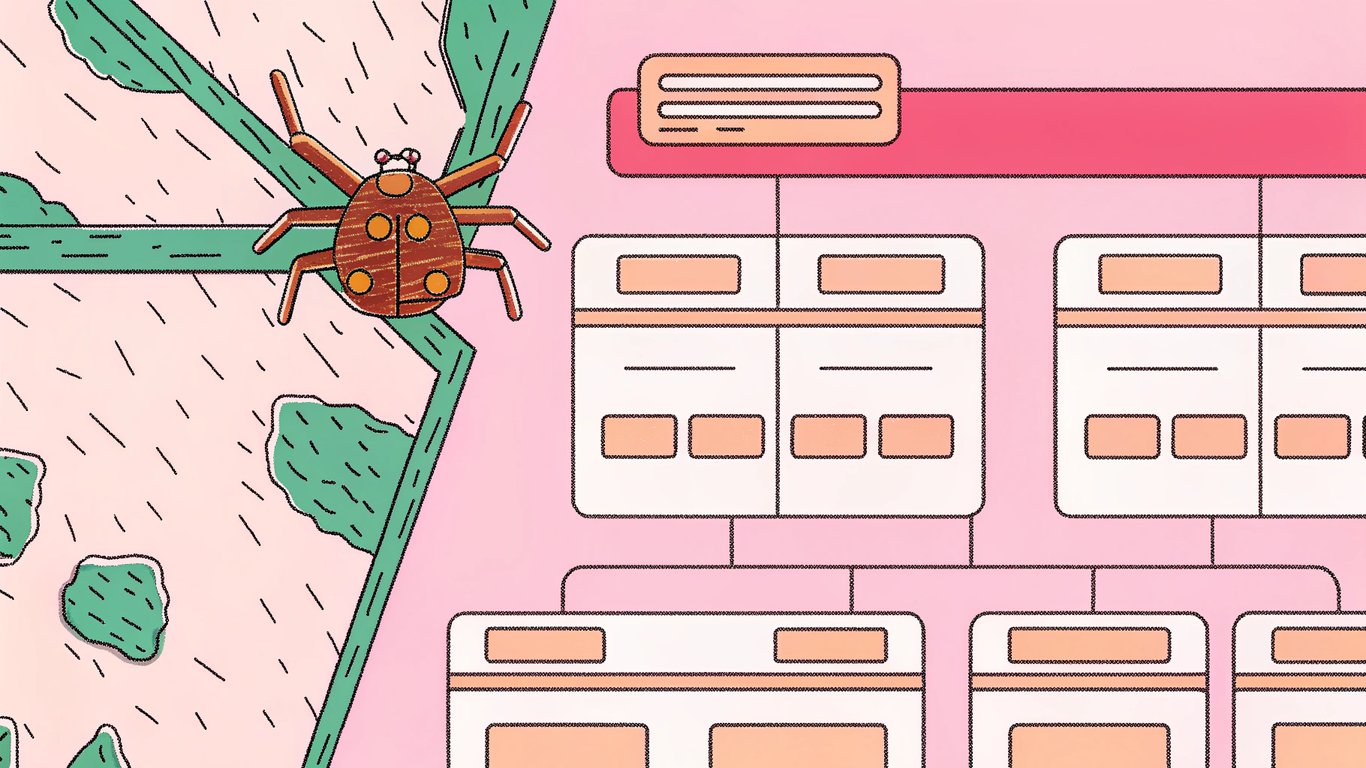 Illustration of a search engine crawler moving through a website's hierarchical structure.