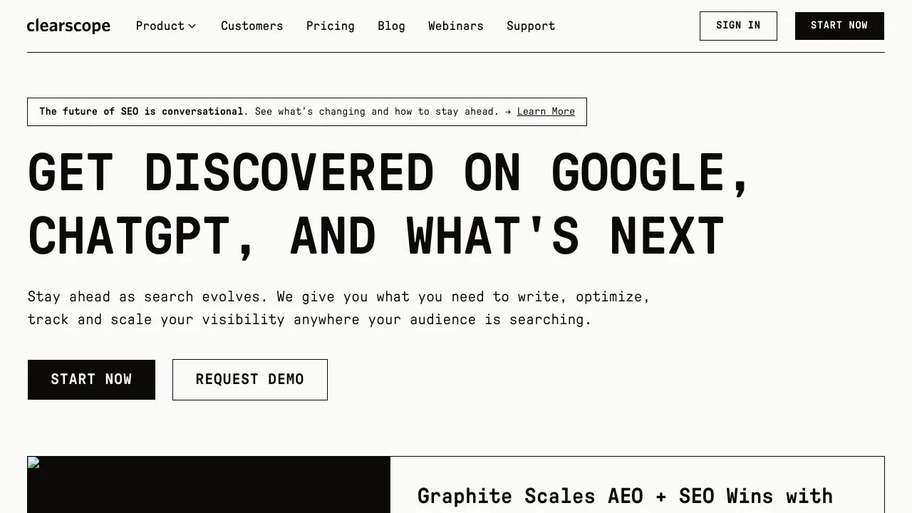 Clearscope homepage screenshot