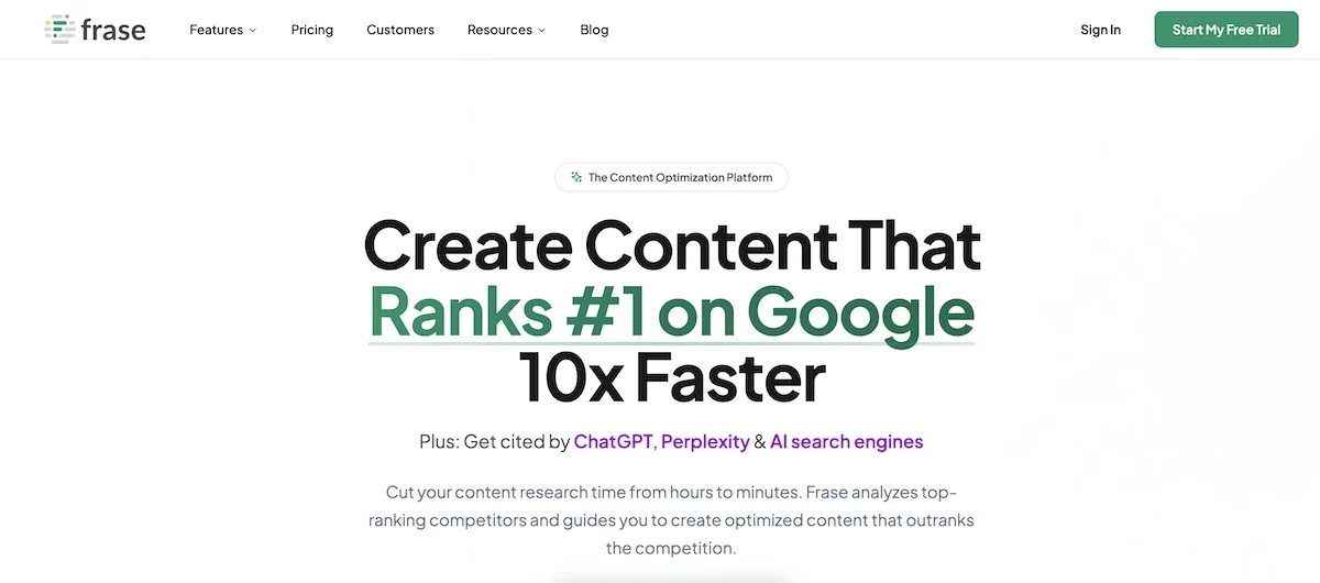 Frase homepage screenshot