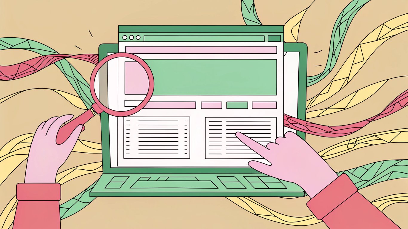 Digital illustration of a person engaging with a blog post, with data signals flowing to a search engine icon.