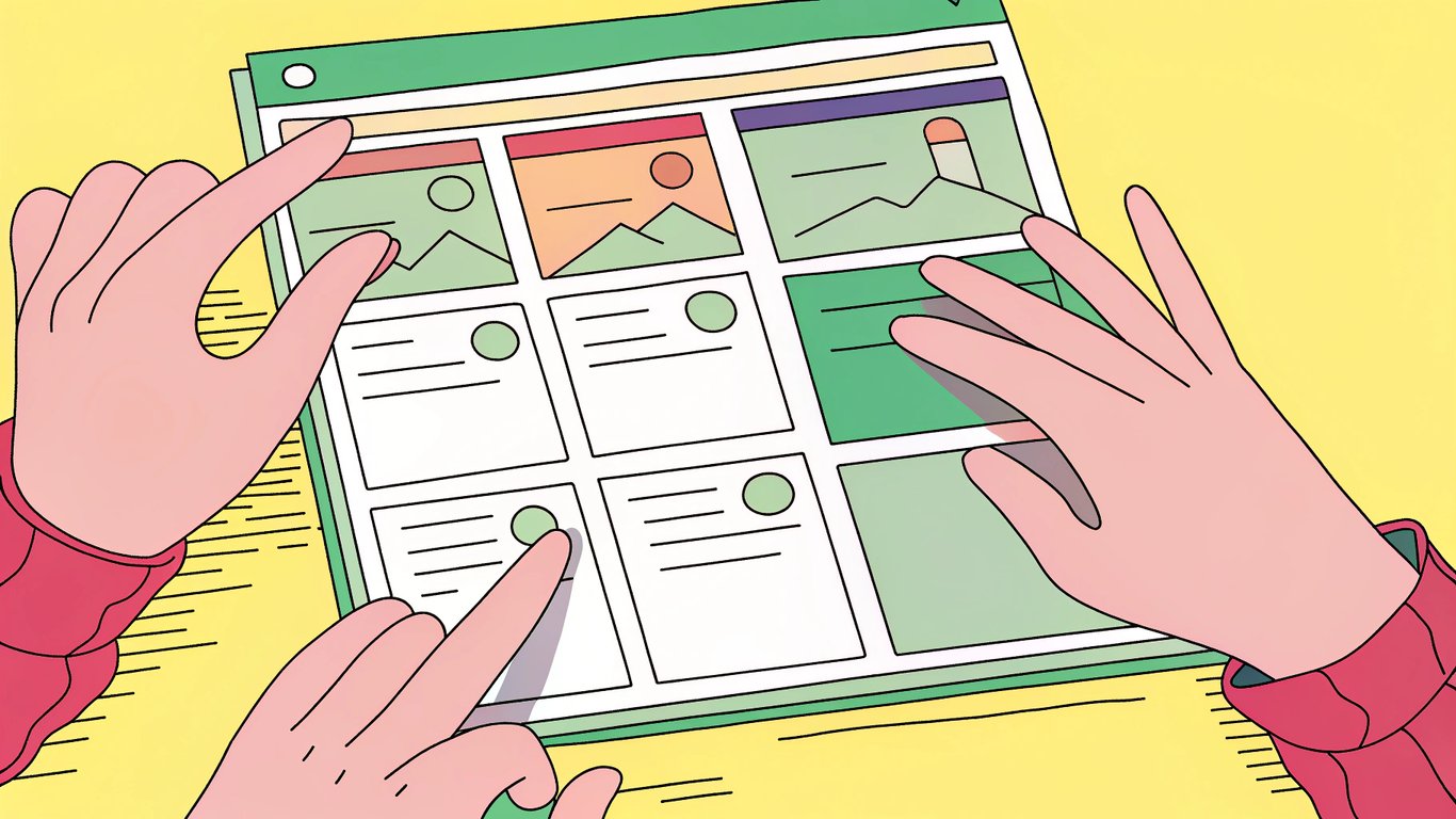 Illustration of an AI-powered search results page with zero-click interactions.