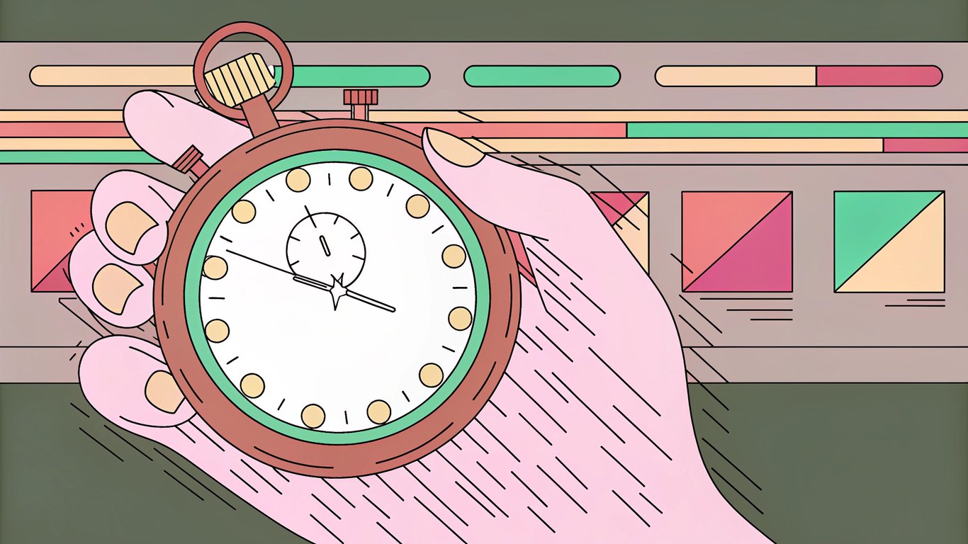 A stopwatch with a fast-moving hand, representing the importance of website speed and performance for SEO.