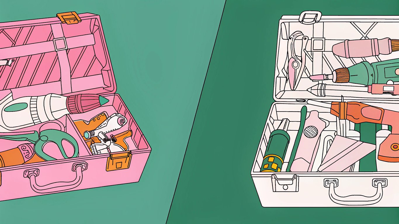 A comparison of two toolboxes, one basic and one feature-rich, representing free vs. premium plugin features.