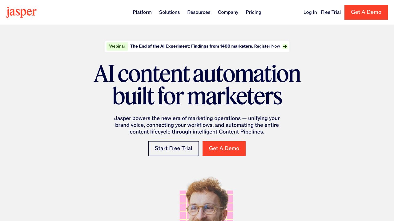 Screenshot of the Jasper AI homepage or dashboard.