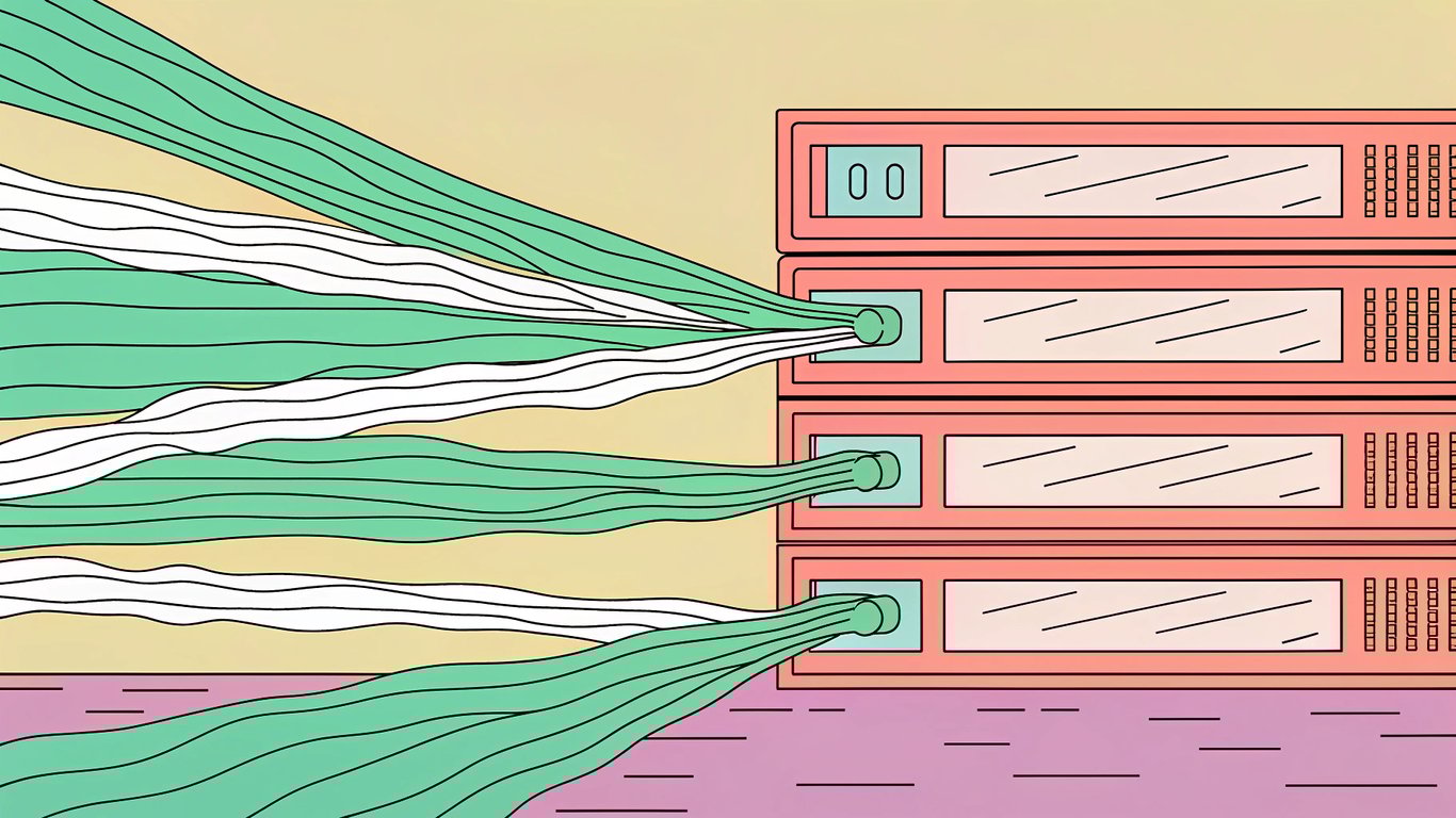 Illustration comparing a fast, efficient web server with a slow, struggling, overloaded server.