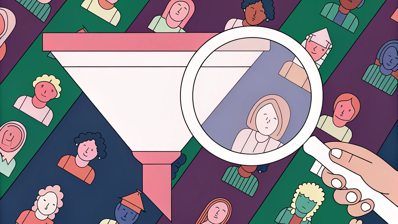 Illustration of a marketing funnel, with emphasis on the bottom of the funnel representing high-intent buyers.