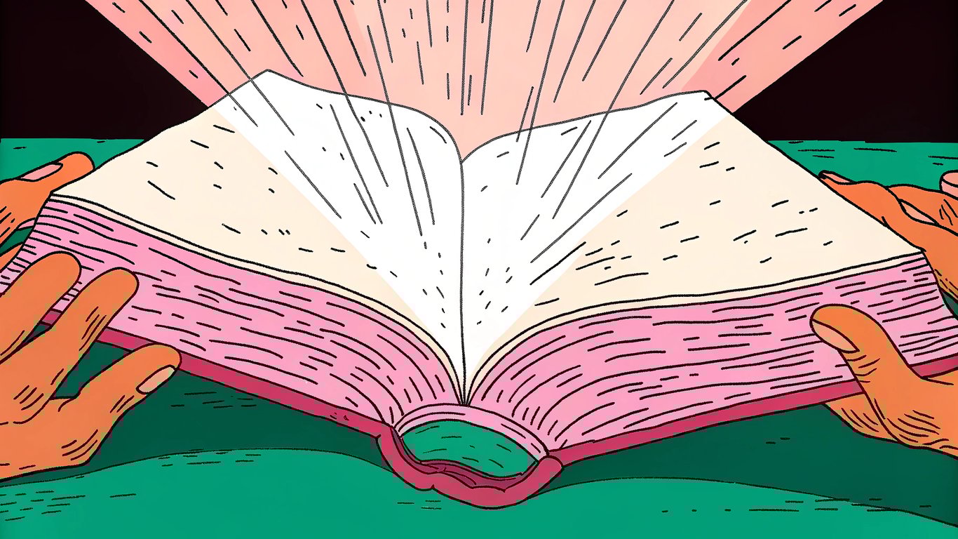 An old, dusty document being revitalized by a bright, new light, representing content republishing.