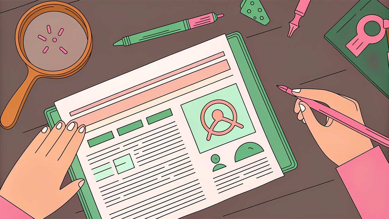 A polished blog post on a screen with editing tools, representing a thoroughly updated and improved article.