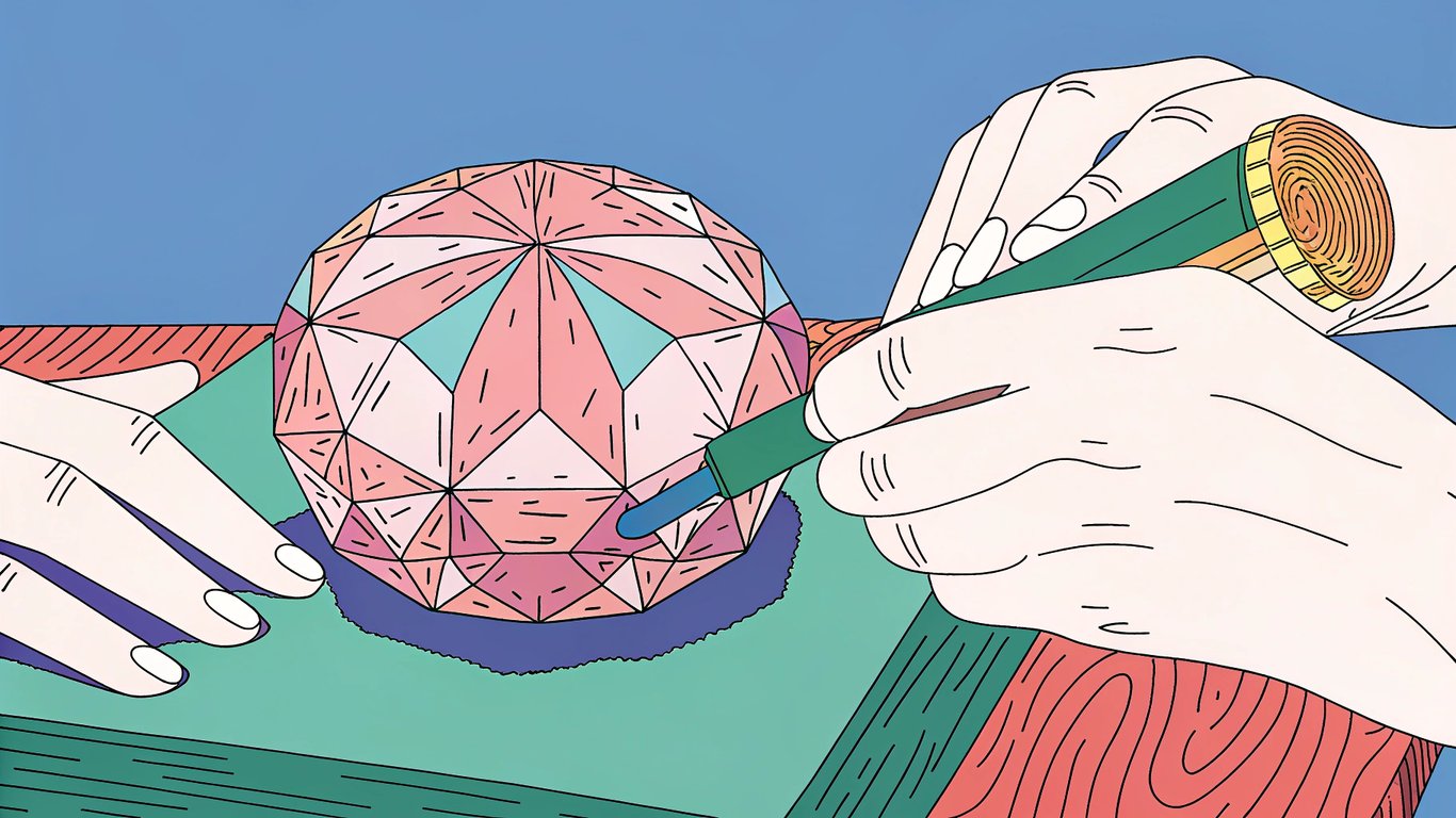 A hand polishing a rough gemstone into a shiny jewel, representing content enhancement.