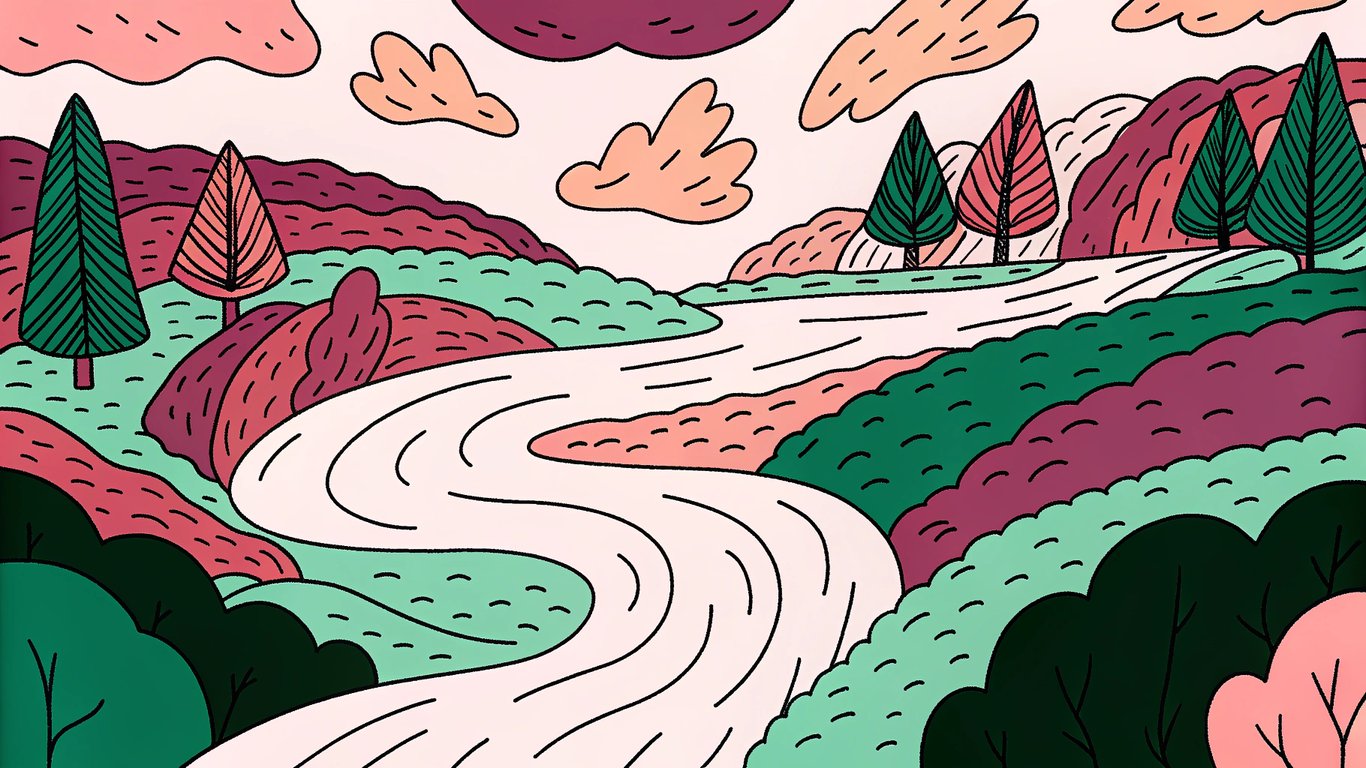 A wide river splitting into multiple narrower, longer streams, representing the concept of long-tail keywords.