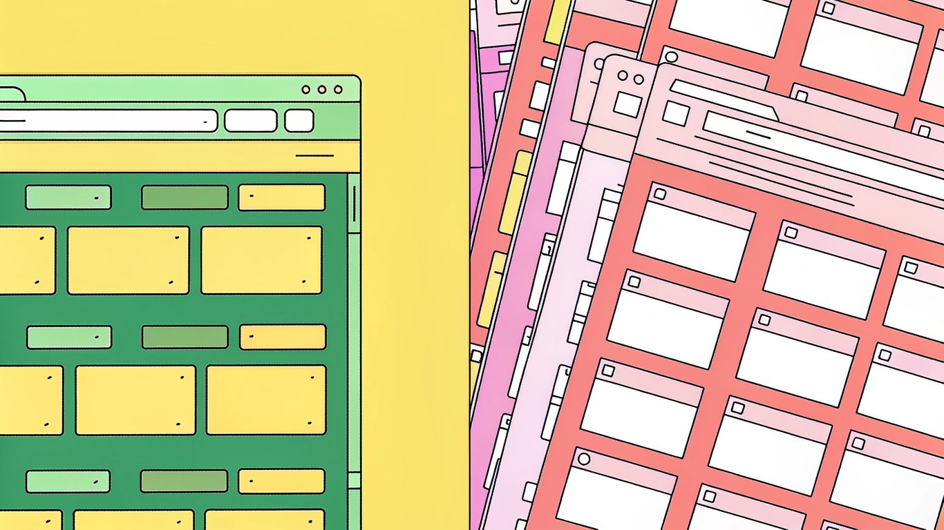 Comparison of a simple, user-friendly software interface versus a complex, overwhelming interface.