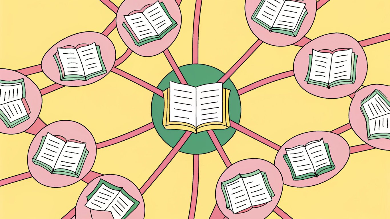 Diagram illustrating a topic cluster with a central pillar page linking to multiple surrounding cluster content pages.