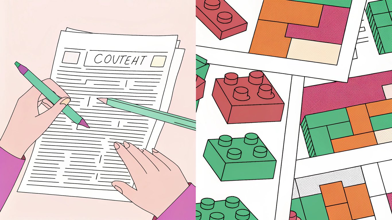 A visual comparison of a simple content refresh (light touch-up) versus a complete content overhaul (reconstruction).