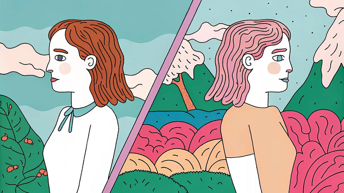 Illustration comparing uniform AI writing patterns with varied human writing patterns.